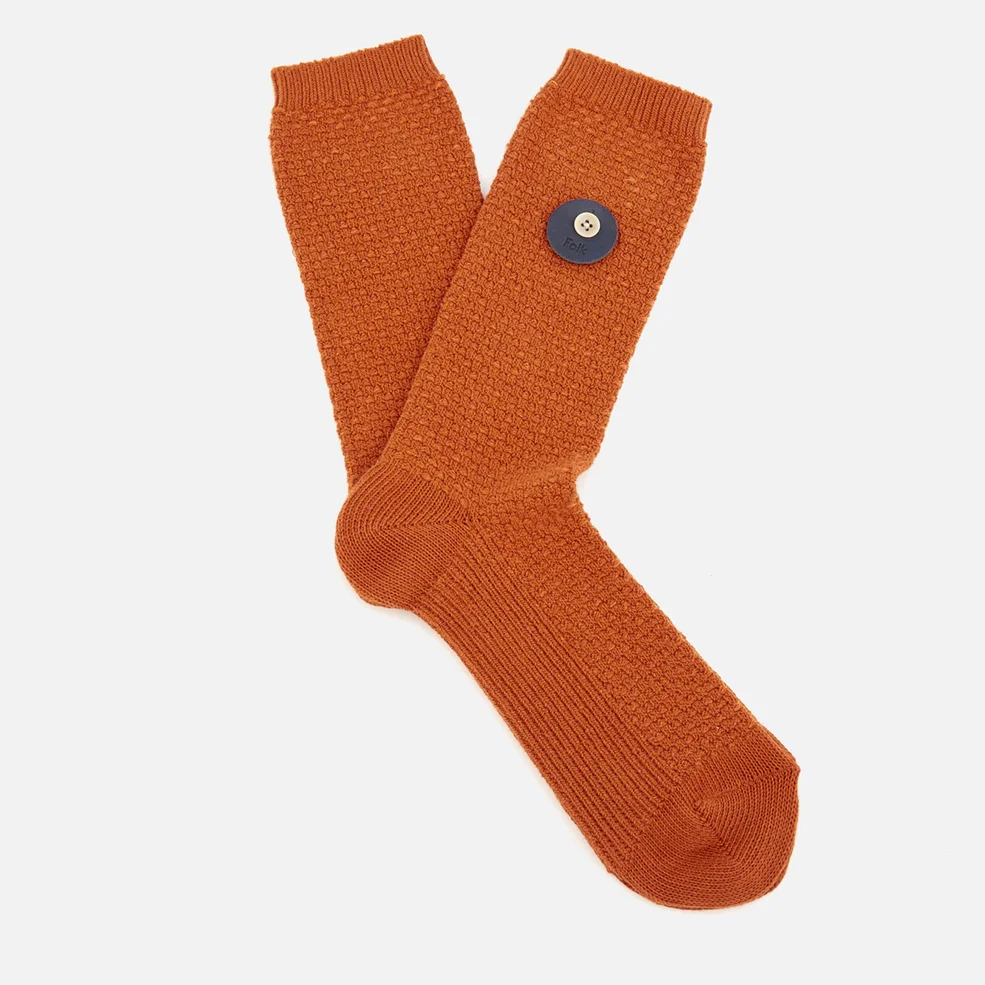 Folk Men's Waffle Socks - Burnt Orange Image 1