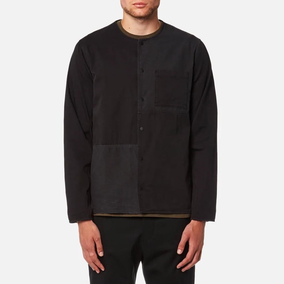 Folk Men's Combination Pop Stud Shirt - Black Image 1