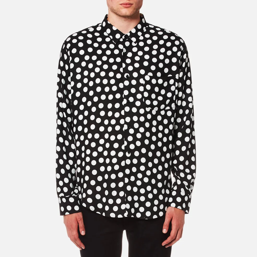 AMI Men's Dots Print Large Fit Shirt - Black/White Image 1