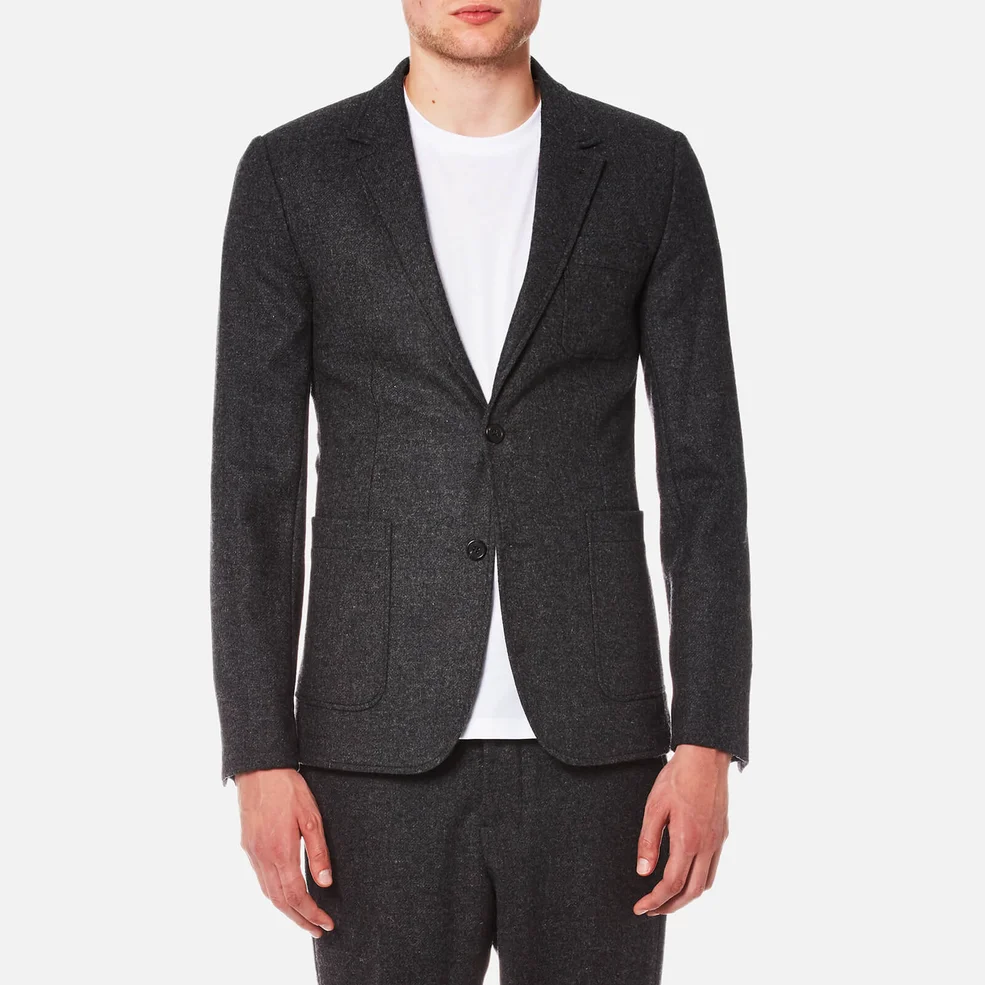 AMI Men's Two Button Half Lined Suit Jacket - Anthracite Image 1