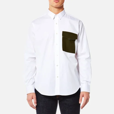 AMI Men's Contrast Pocket Large Fit Shirt - White