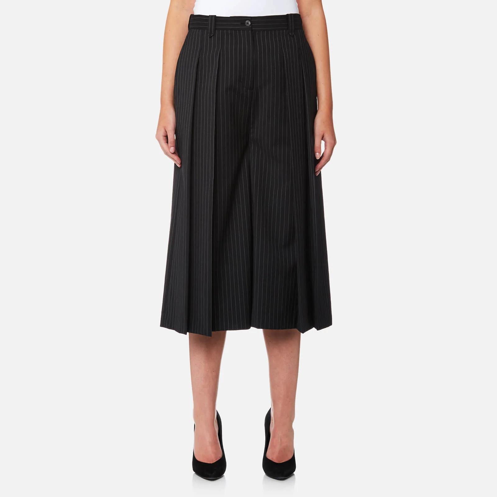 McQ Alexander McQueen Women's Pleated Pinstripe Culottes - Black Image 1