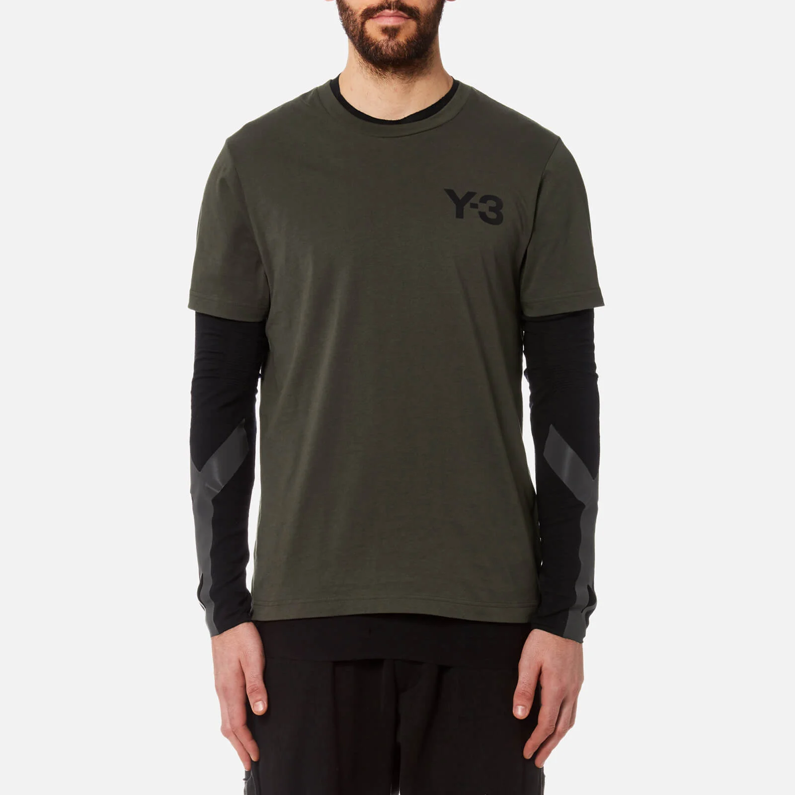Y-3 Men's Short Sleeve Crew Neck Front T-Shirt - Black Olive Image 1