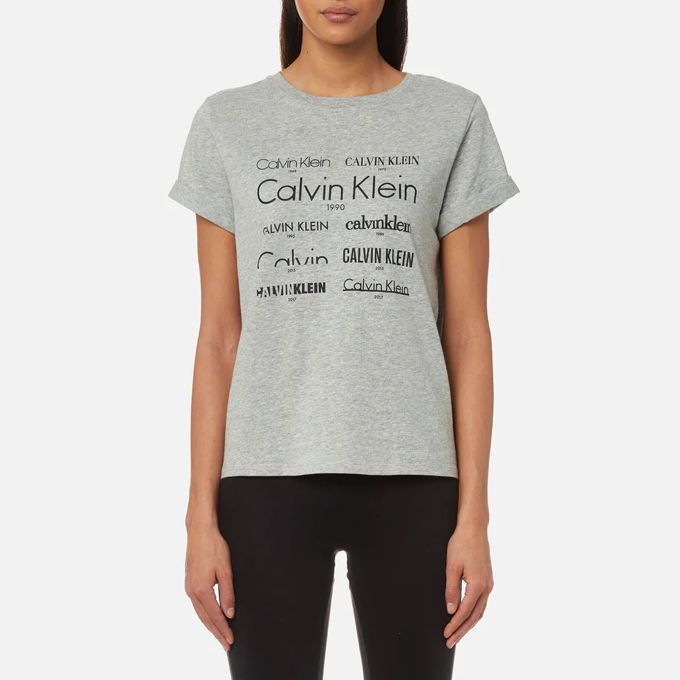 Calvin Klein Women's Short Sleeve Crew Neck T-Shirt - Heritage Logo Grey Image 1