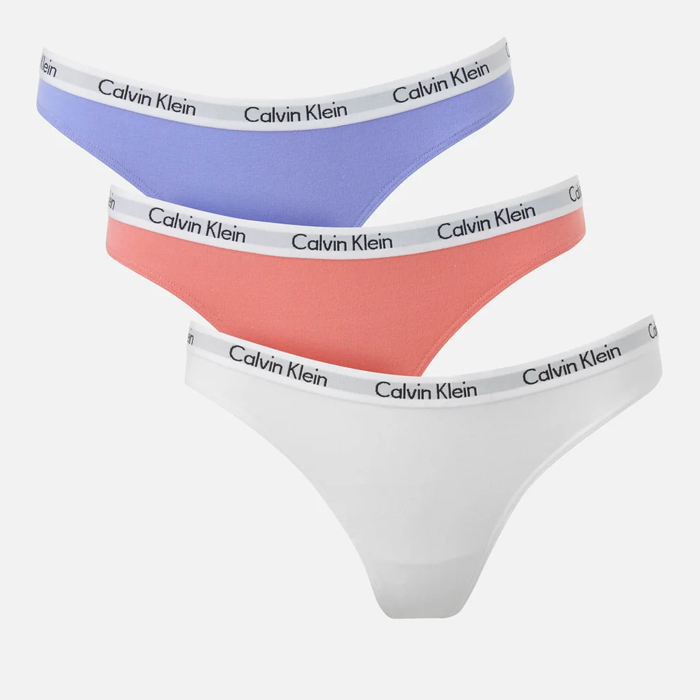 Calvin Klein Women's 3 Pack Thongs - White/Epthmeral/Sensation Image 1