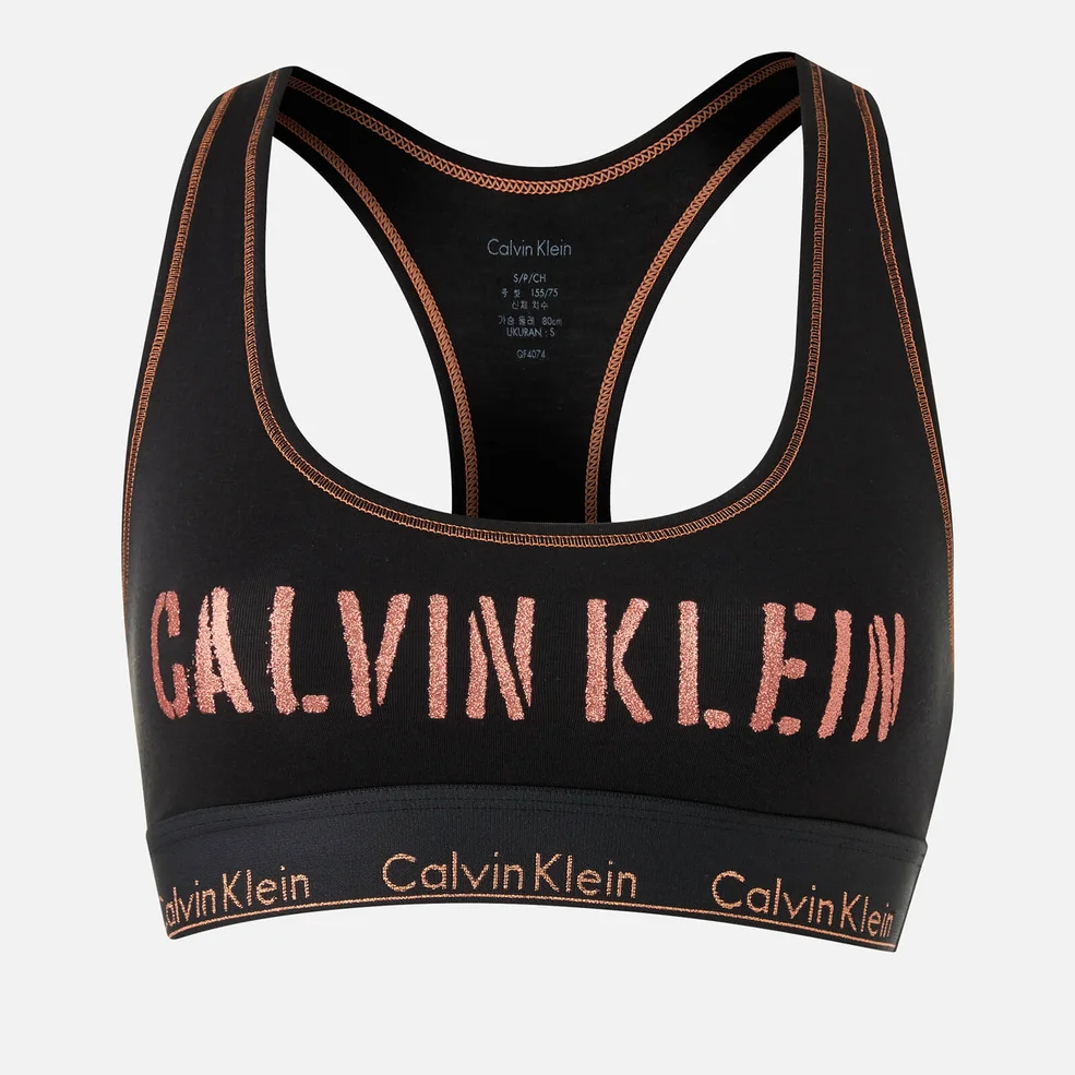 Calvin Klein Women's Unlined Bralette - Black/Rose Gold Image 1