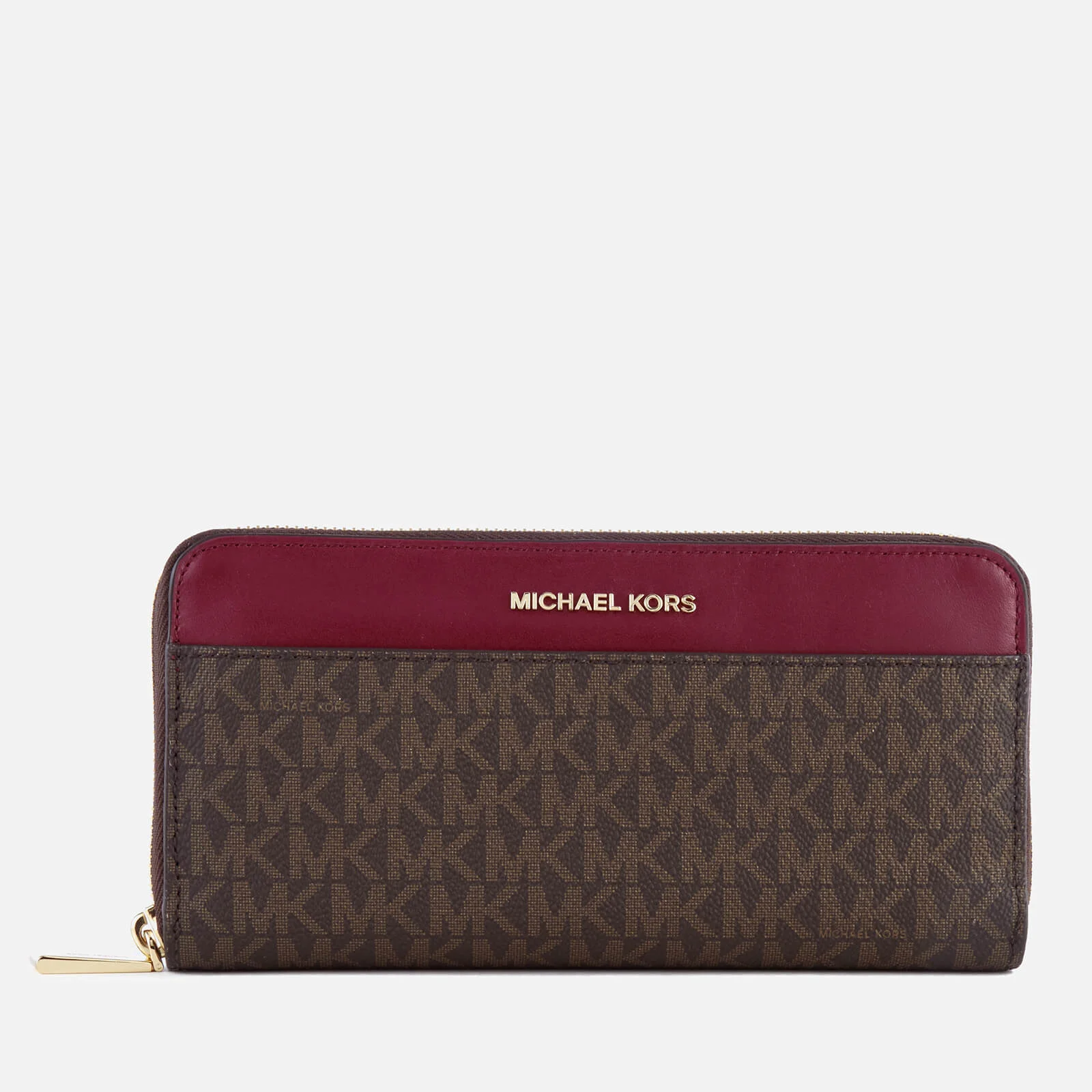 MICHAEL MICHAEL KORS Women's Pocket Zip Around Continental Wallet - Brown/Mulberry Image 1