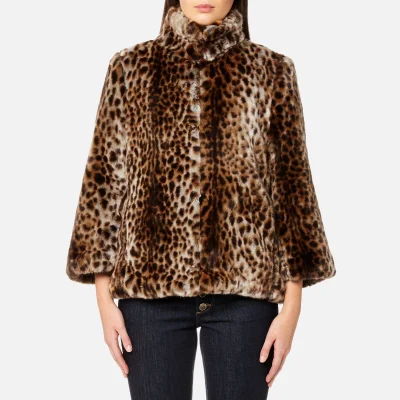 MICHAEL MICHAEL KORS Women's Leopard Print Faux Fur Coat - Leopard Print Fur