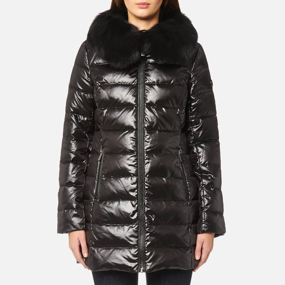 MICHAEL MICHAEL KORS Women's Real Fur Medium Length Puffa Coat - Black Image 1