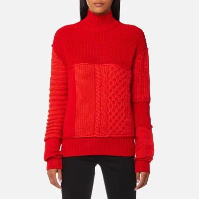 McQ Alexander McQueen Women's Cable Mix Crop Jumper - Electric Red