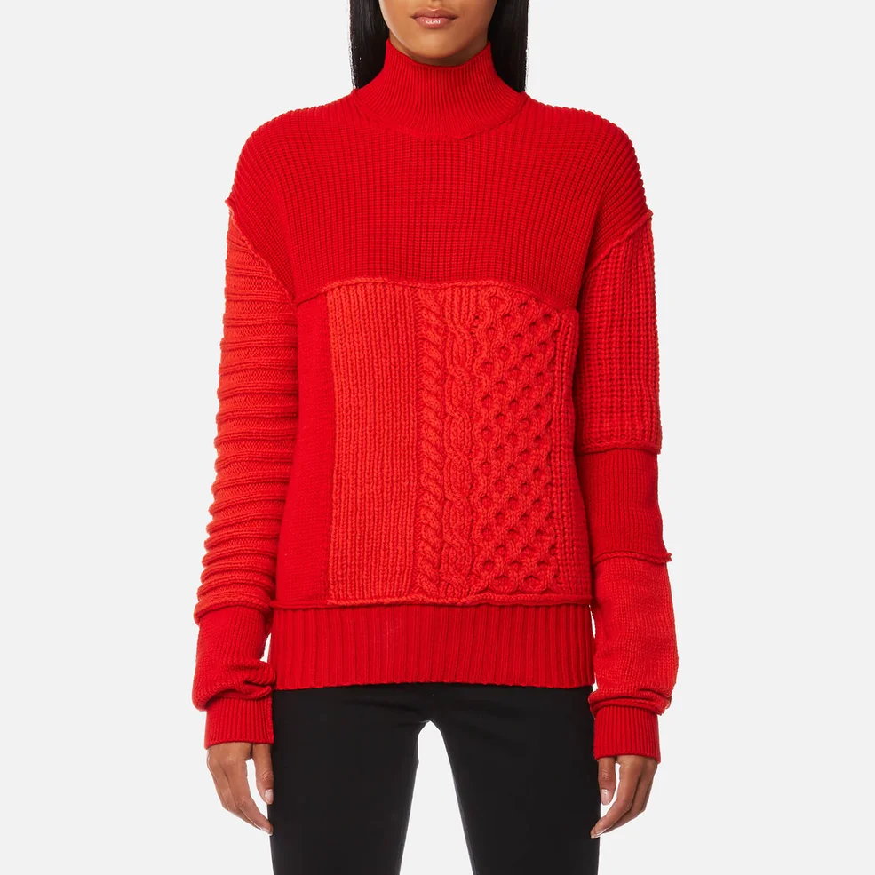 McQ Alexander McQueen Women's Cable Mix Crop Jumper - Electric Red Image 1