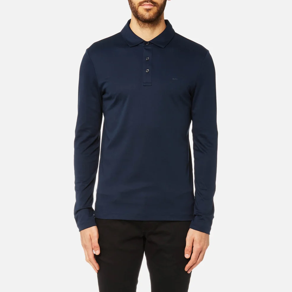 Michael Kors Men's Liquid Jersey Long Sleeve Polo Shirt - Midnight Image 1