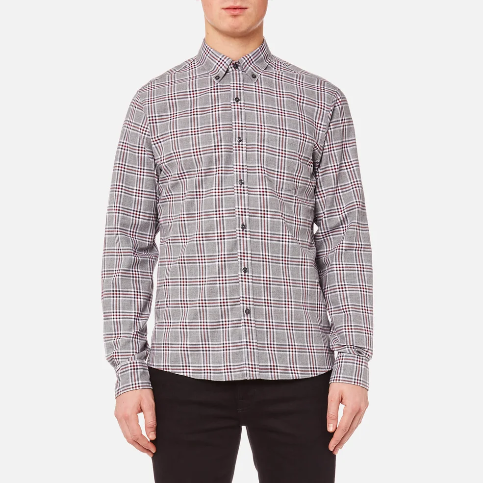 Michael Kors Men's Slim Fit Flannel Open Check BD Long Sleeve Shirt - Chianti Image 1