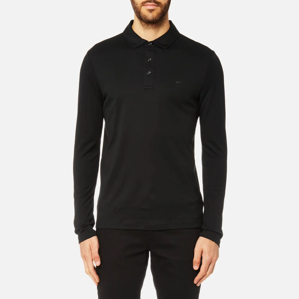 Michael Kors Men's Long Sleeve Polo Shirt - Black Image 1