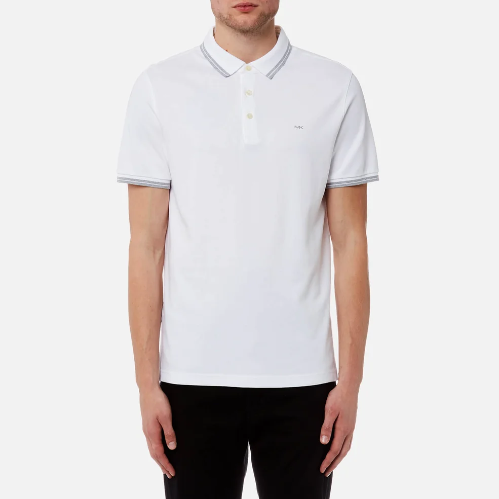 Michael Kors Men's Greenwich Logo Jacquard Short Sleeve Polo Shirt - White Image 1