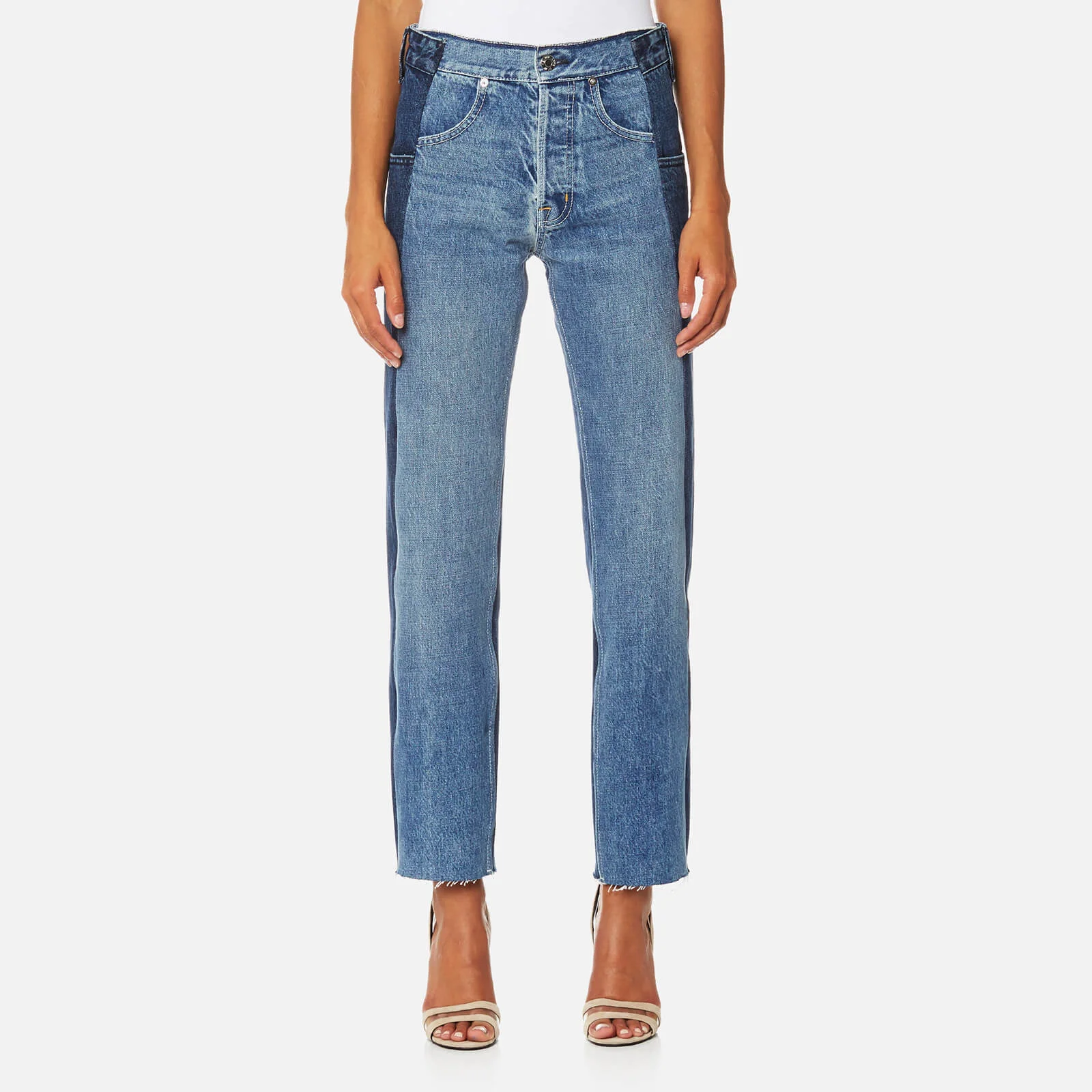 Helmut Lang Women's Reconstructed Straight Jeans - Light Blue Mix Image 1
