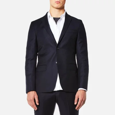 Officine Générale Men's Flannel Flap Pocket Suit Jacket - Navy