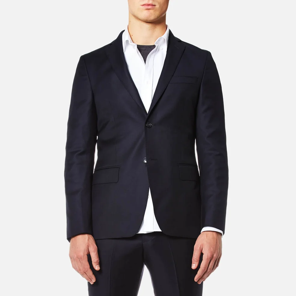 Officine Générale Men's Flannel Flap Pocket Suit Jacket - Navy Image 1