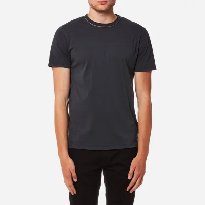 Officine Générale Men's Piping Neck Pigment Dye T-Shirt - Faded Black