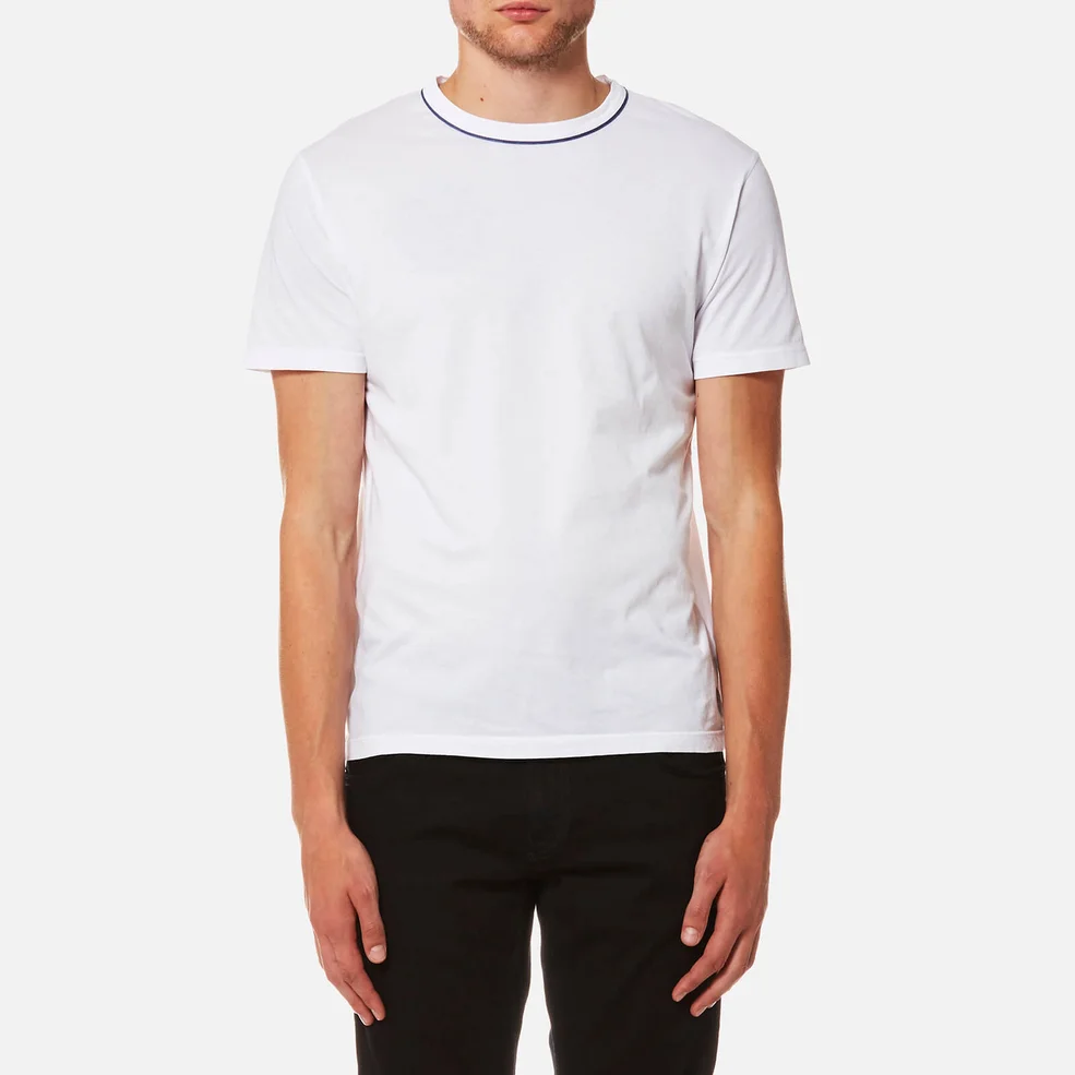 Officine Générale Men's Piping Neck Pigment Dye T-Shirt - White Image 1