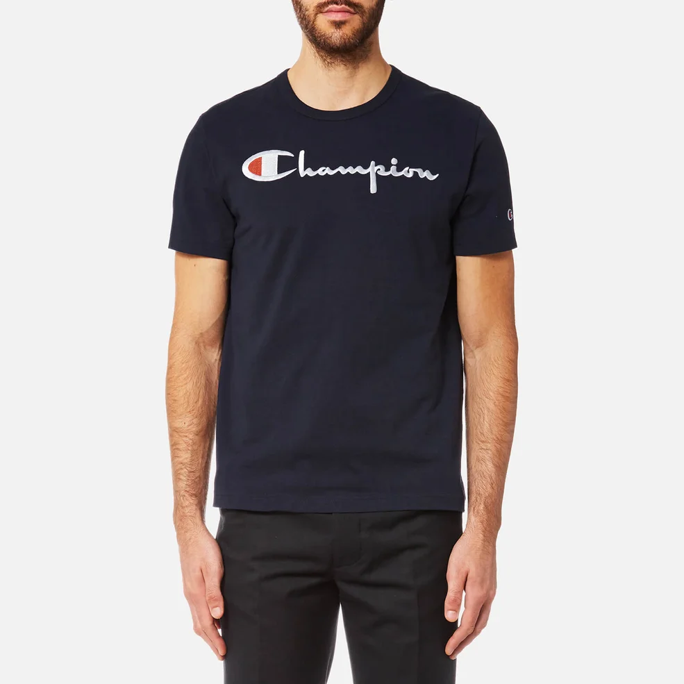 Champion Men's Large Chest Logo Short Sleeve T-Shirt - Navy Image 1