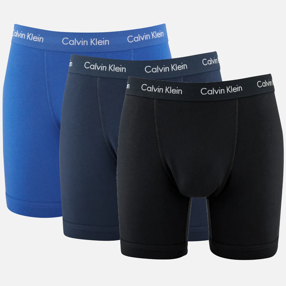 Calvin Klein Men's 3 Pack Boxer Briefs - Blue Shadow/Black/Cobalt Blue Image 1