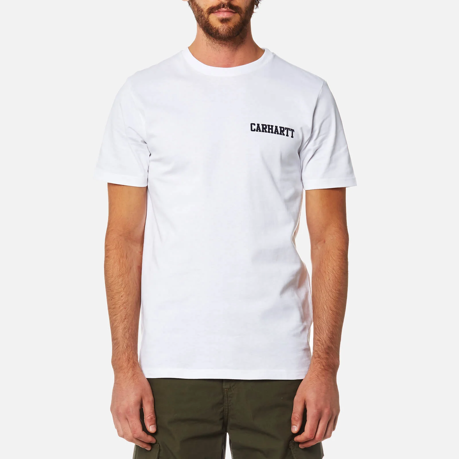 Carhartt Men's College Script T-Shirt - White/Navy Image 1