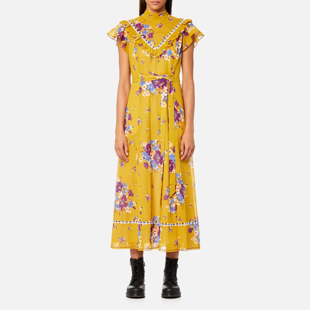 Coach Women's Daisy Print Pieced Raglan Dress - Mustard Image 1