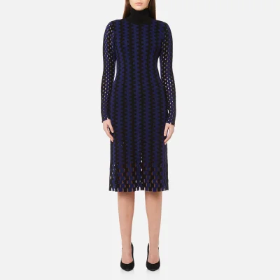 Diane von Furstenberg Women's Long Sleeve Turtleneck Knit Midi Dress - Black/Deep Violet