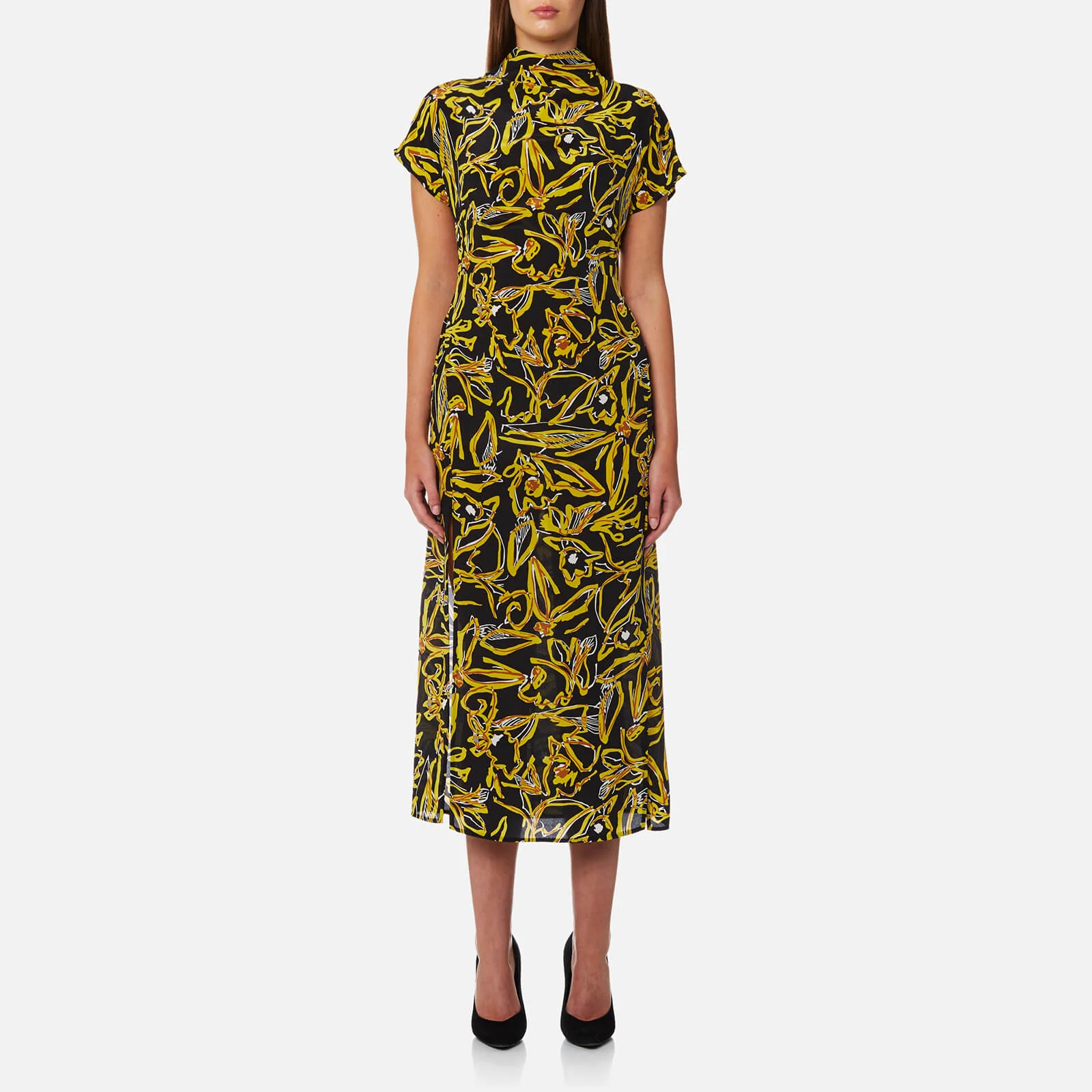 Diane von Furstenberg Women's Short Sleeve Side Slit Floor Length Dress - Elsden Image 1