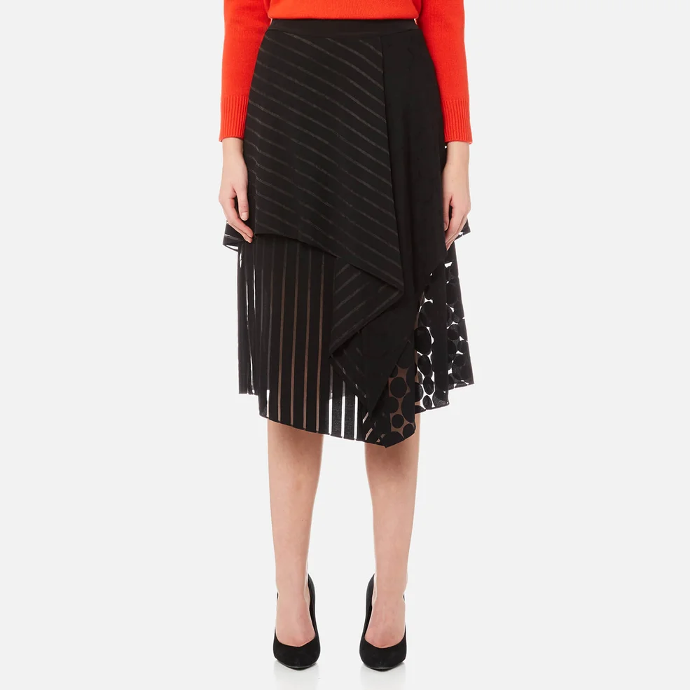 Diane von Furstenberg Women's Front Ruffle Midi Skirt - Black Image 1