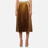 Christopher Kane Women's Midi Pleated Lame Skirt - Gold - Image 1