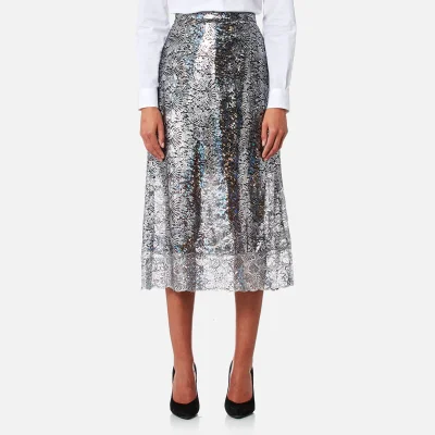 Christopher Kane Women's Midi Foil Skirt - Silver