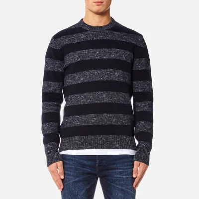 Edwin Men's Standard Stripes Sweater - Navy Flamme/Navy