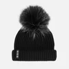 BKLYN Women's Merino Wool Hat with Black/White Pom Pom - Black - Image 1