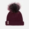 BKLYN Women's Merino Wool Hat with Black/Cherry Pom Pom - Maroon - Image 1
