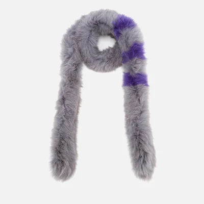 BKLYN Women's Fox Fur Scarf - Grey/Lavender Stripes