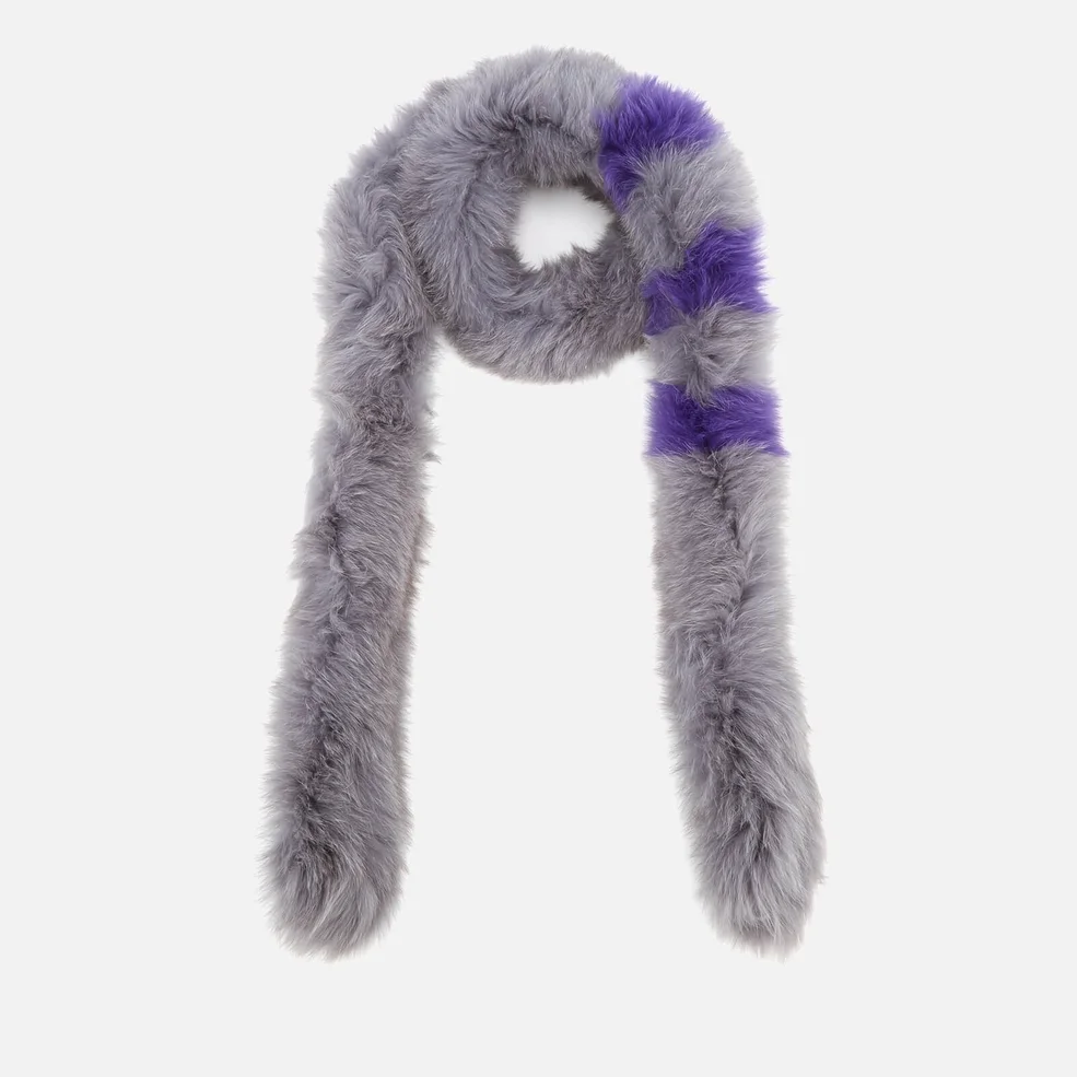 BKLYN Women's Fox Fur Scarf - Grey/Lavender Stripes Image 1