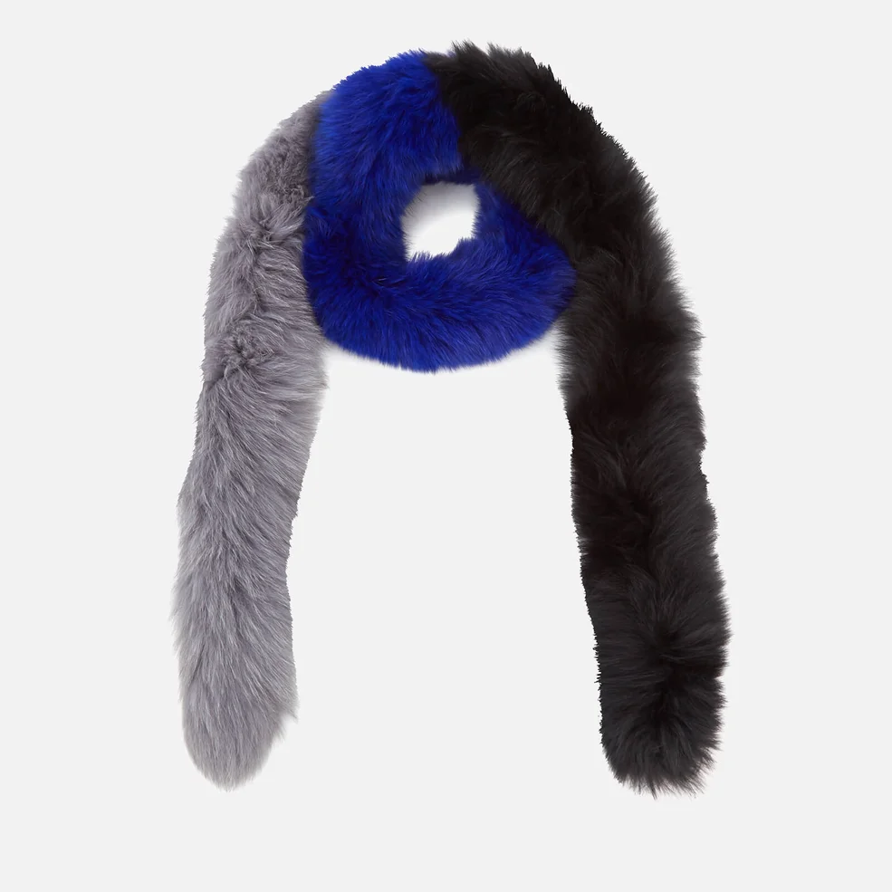 BKLYN Women's Fox Fur Scarf - Electric Blue/Black/Grey Image 1
