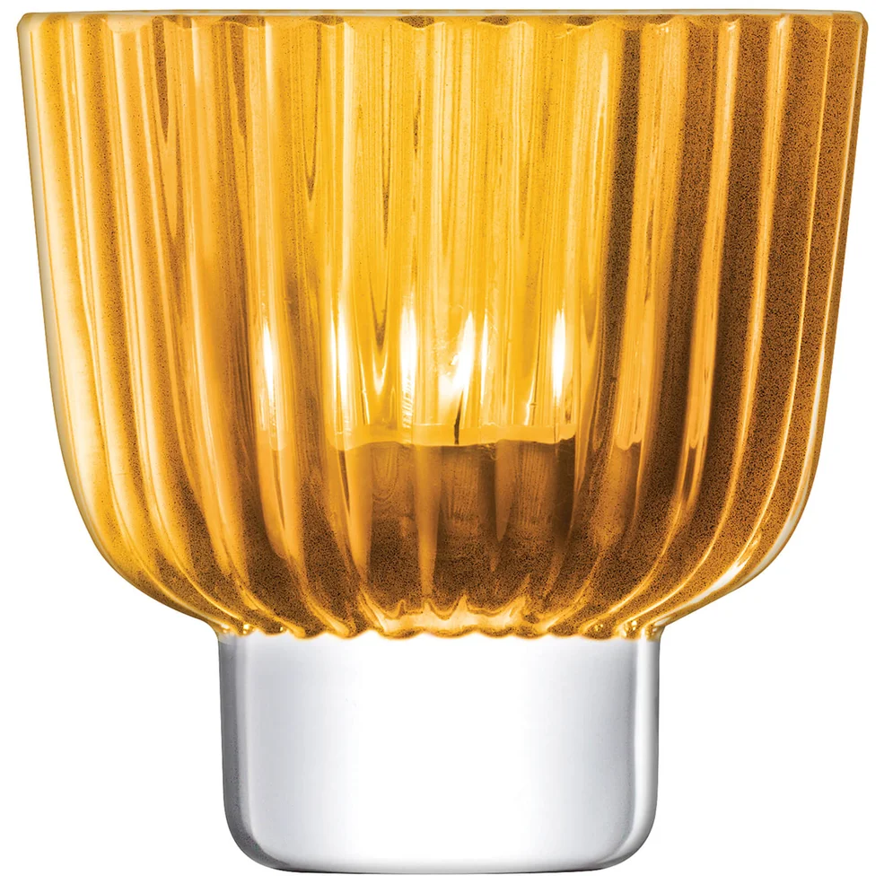 LSA Pleat Tealight Holder - 9.5cm - Amber Image 1