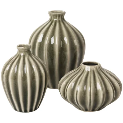 Broste Copenhagen Amalie Ceramic Vases - Dusty Olive