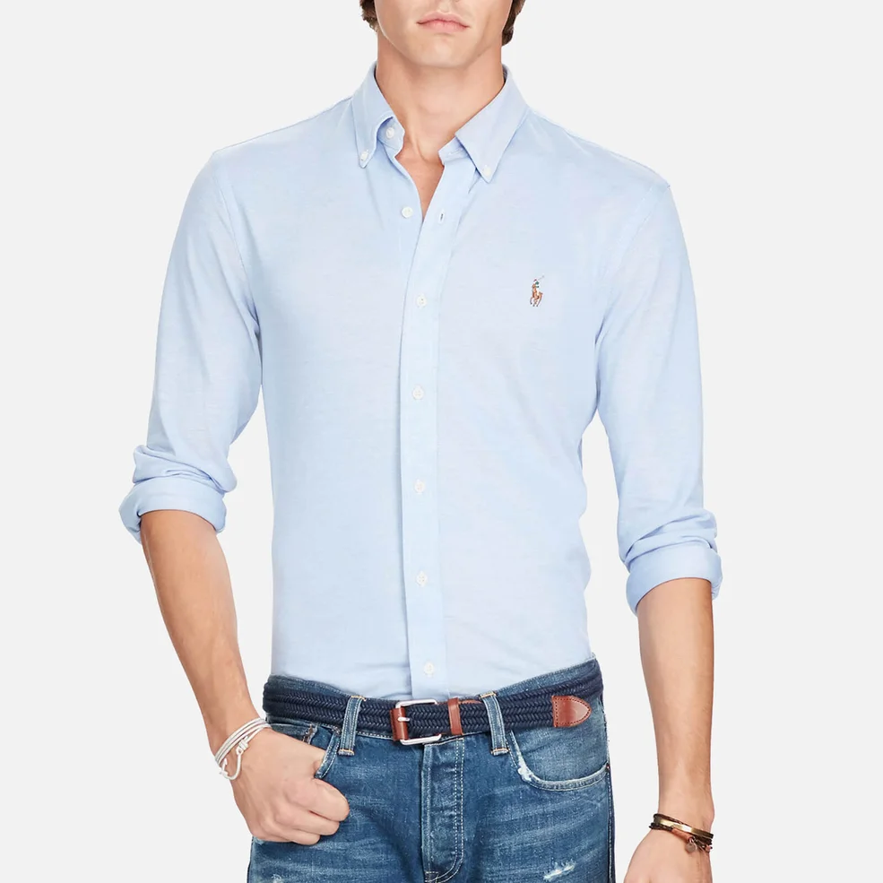 Polo Ralph Lauren Men's Long Sleeve Full Button Sport Shirt - Blue/White Image 1
