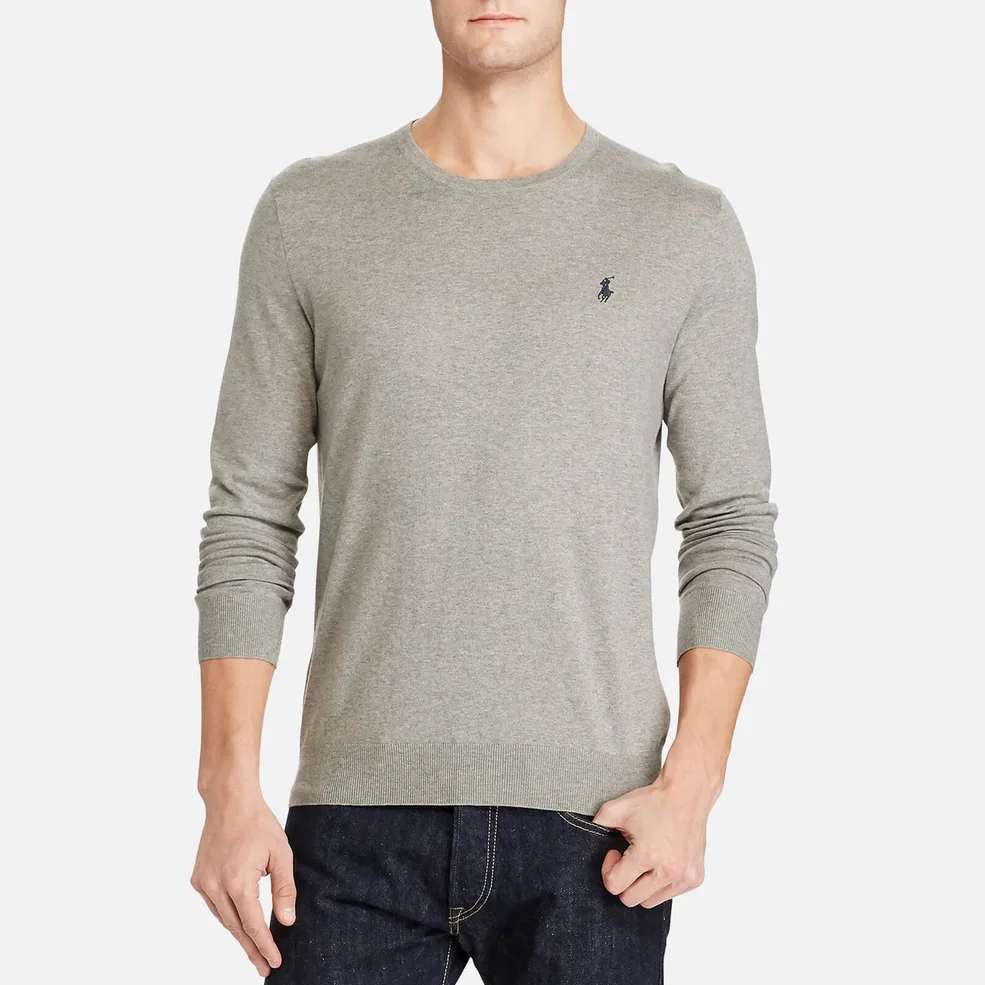 Polo Ralph Lauren Men's Cotton Blend Long Sleeve Sweater - Grey Heather Image 1
