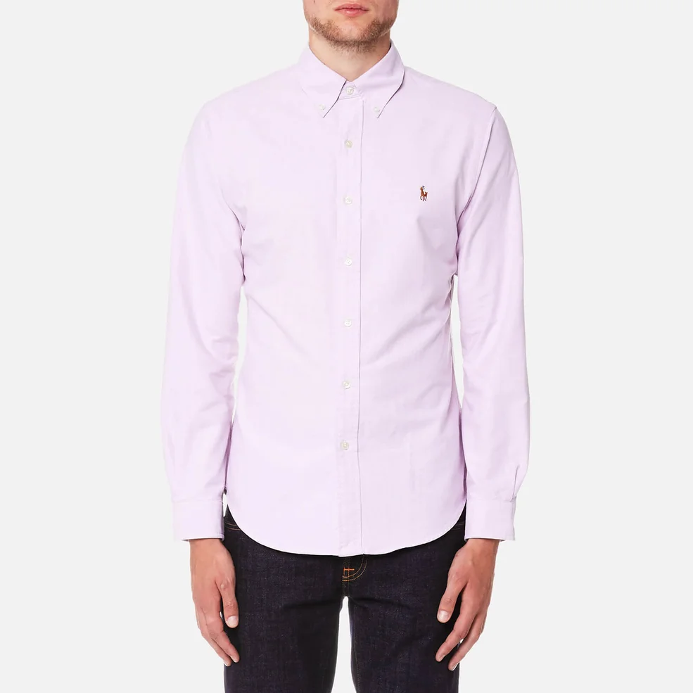 Polo Ralph Lauren Men's Oxford Slim Fit Long Sleeve Shirt - Purple/White Image 1