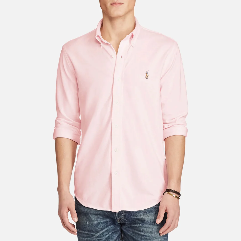 Polo Ralph Lauren Men's Long Sleeve Full Button Sport Shirt - Pink/White Image 1