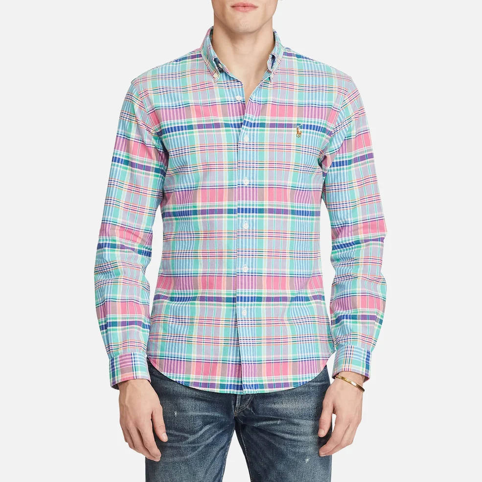 Polo Ralph Lauren Men's Oxford Slim Fit Long Sleeve Shirt - Pink/Blue Image 1