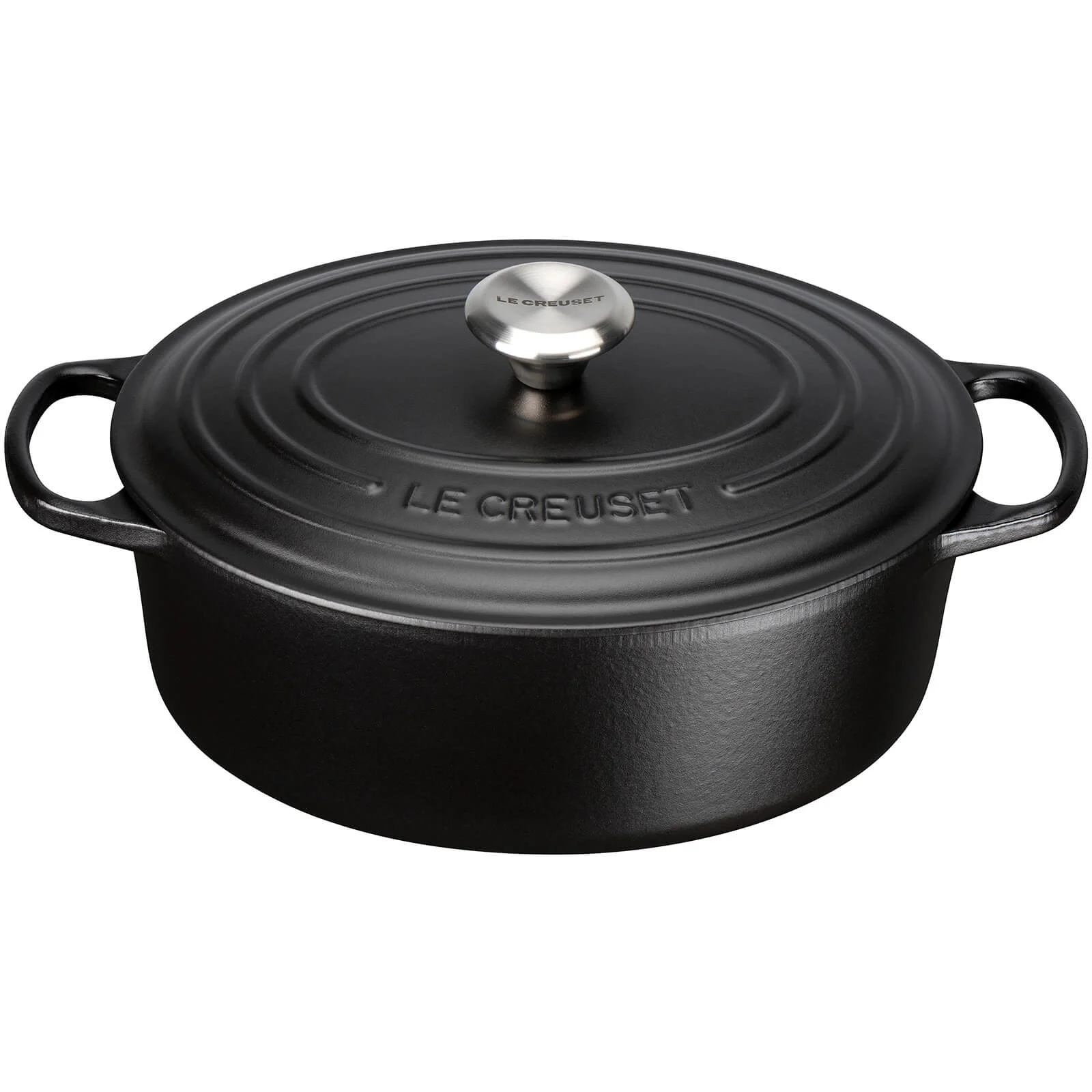 Le Creuset Signature Cast Iron Oval Casserole Dish - 23cm - Satin Black Image 1