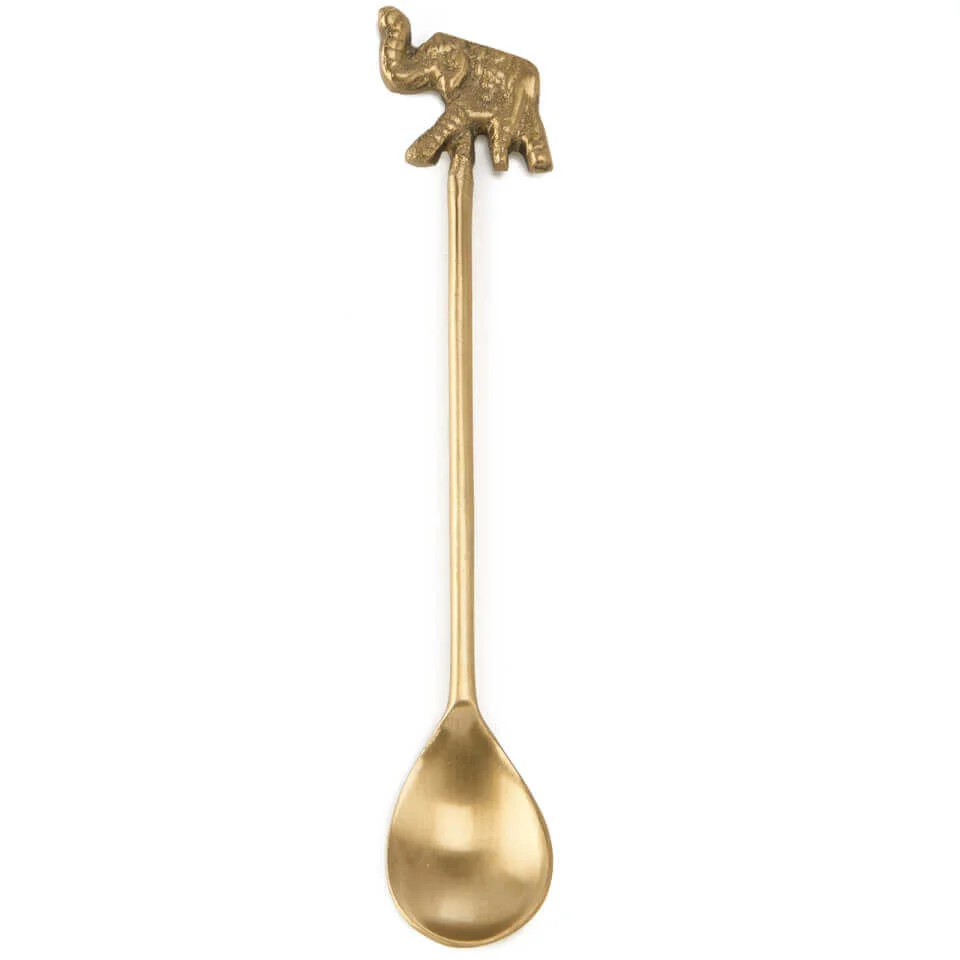 Nkuku Elephant Brass Spoon - Antique Brass Image 1