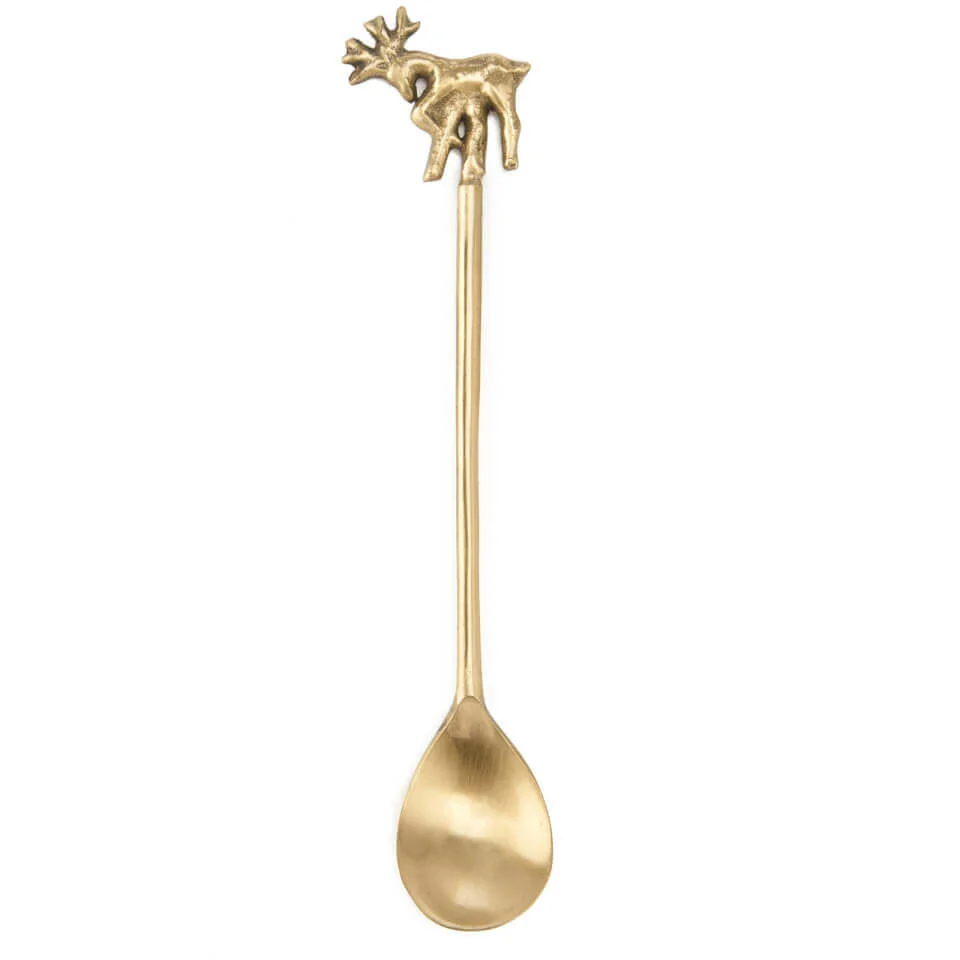 Nkuku Stag Brass Spoon - Antique Brass Image 1