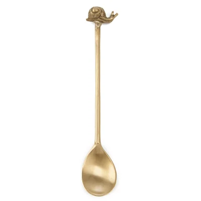 Nkuku Snail Brass Spoon - Antique Brass